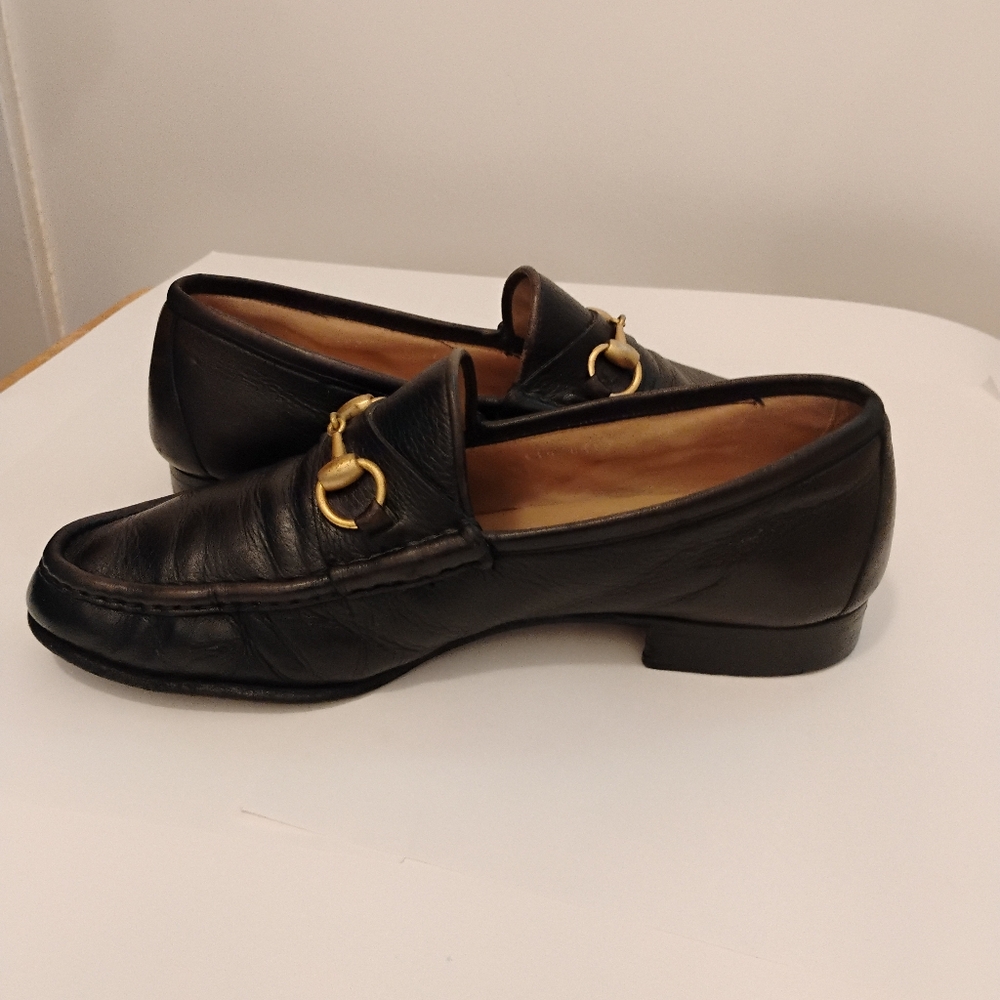 GUCCI HORSE BIT MENS LOAFERS Leather Gold Horsebit Size 9D - Picture 16 of 16
